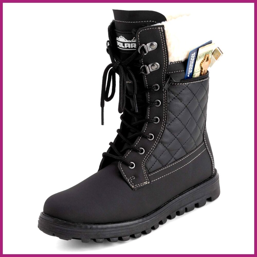 Memory Foam Waterproof Snow Boots with Inside Zipper and Deep Tread Sole